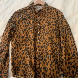 Corduroy leopard print men’s button up/overshirt